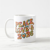 Peace Love 2026 Retro Psychedelic Mug Kaffeetasse (Links)