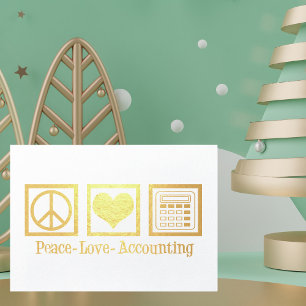 Peace Love Accounting Company Custom Gold Foil Folienkarte