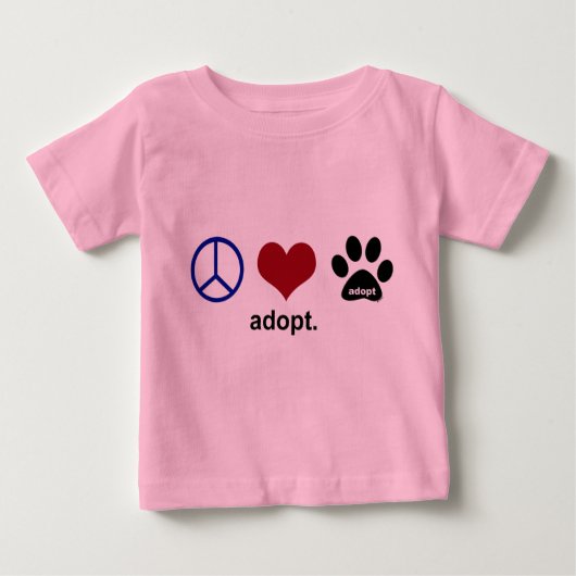 Peace, Love, Adopt Baby T-shirt (Vorderseite)
