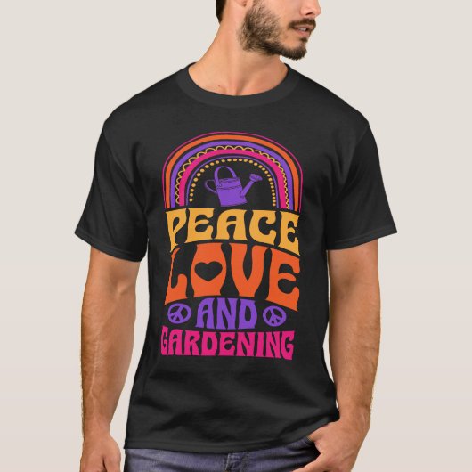 Peace Love and Gardening Bohemian Rainbow Psychede T-Shirt (Vorderseite)