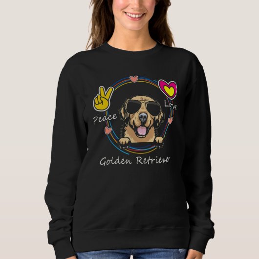 Peace Love and Golden Retriever Cute Dog for Moth Sweatshirt (Vorderseite)