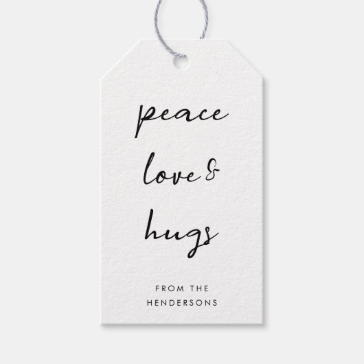 Peace Love and Hugs Geschenkanhänger (Vorderseite)