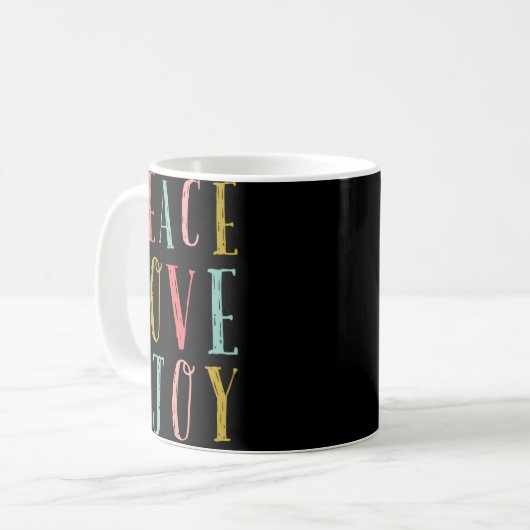 Peace Love And Joy Whimsical Holiday Toddler Kaffeetasse (Vorderseite Links)