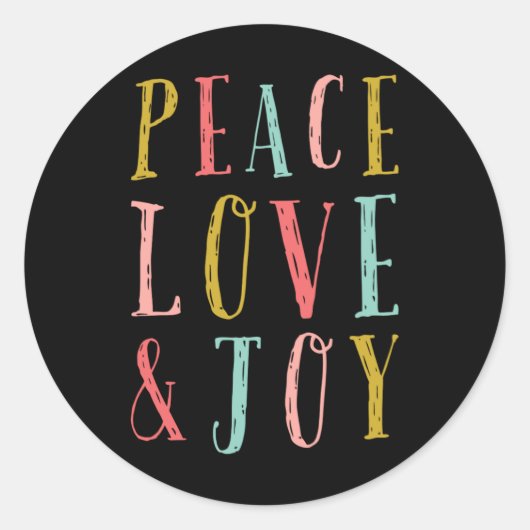 Peace Love And Joy Whimsical Holiday Toddler T Shi Runder Aufkleber (Vorderseite)