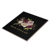 Peace Love and Joy Winter Bouquet Black Holiday Fliese (Seite)