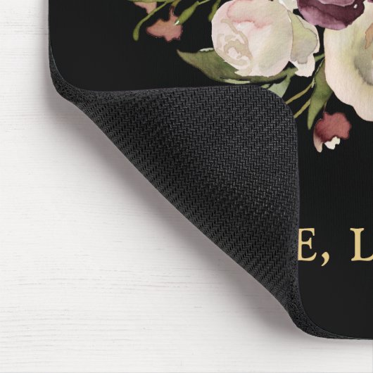 Peace Love and Joy Winter Bouquet Black Holiday Mousepad (Ecke)