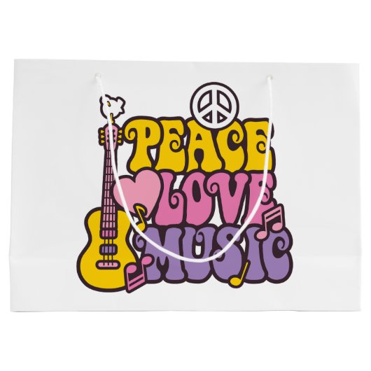 Peace, Love, And Music Gift Bags Große Geschenktüte (Rückseite)