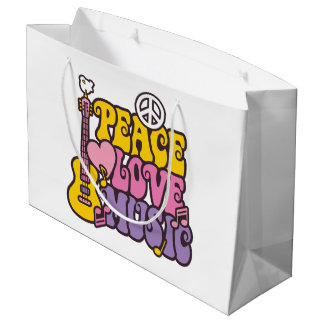 Peace, Love, And Music Gift Bags Große Geschenktüte