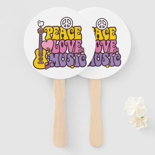 Peace, Love, And Music Hand Fans Fächer (Vorne und Hinten)