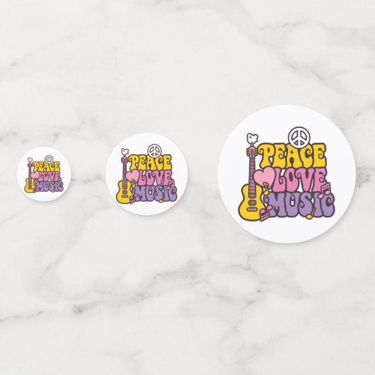 Peace, Love, And Music Table Confetti Konfetti (Vorderseiten)