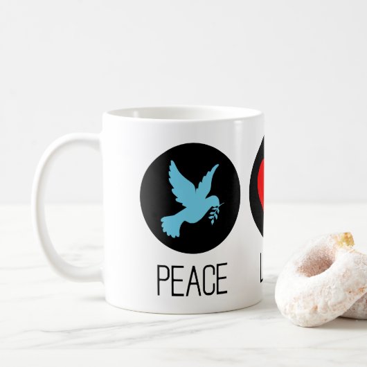 Peace love and unicorns kaffeetasse (Mit Donut)