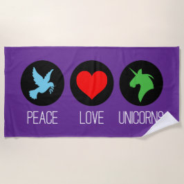 Peace love and unicorns strandtuch