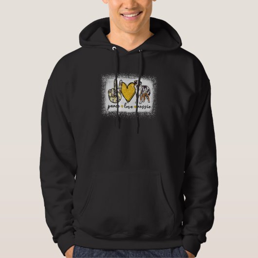Peace Love Aussie Gebleicht Australian Shepherd Hoodie (Vorderseite)