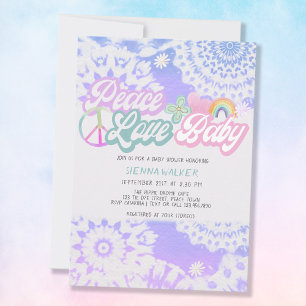 Peace Love Baby Groovy Pastell Tie Dye Baby Shower Einladung