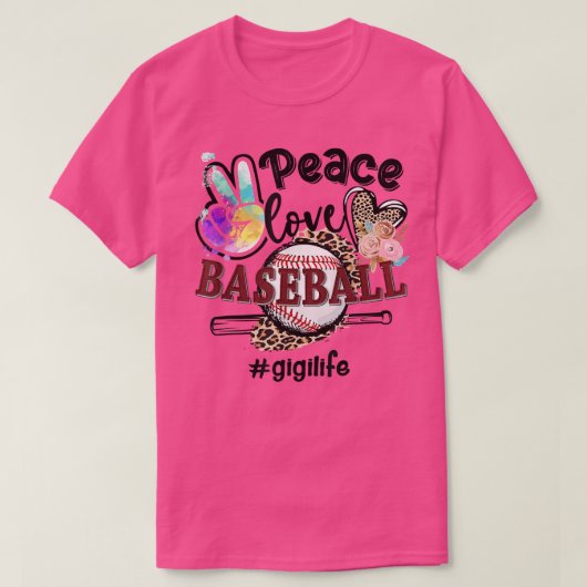 Peace Love Baseball Gigi Life Mom Grandma Leopard  T-Shirt (Design vorne)