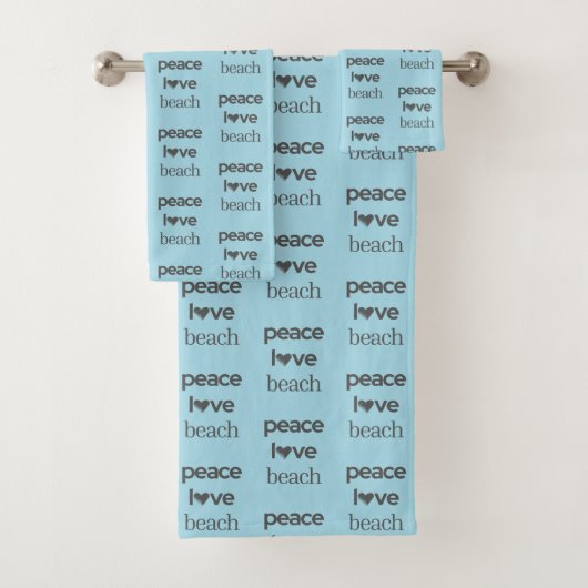 Peace Love Beach -Blue Coastal Life Bathroom Decor Badhandtuch Set (Insitu)
