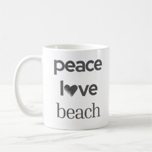 Peace Love Beach Grafik   Küstennautisches Leben Kaffeetasse