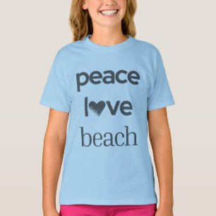 Peace Love Beach Sonne Spaß Küsten Grafikdruck T-Shirt