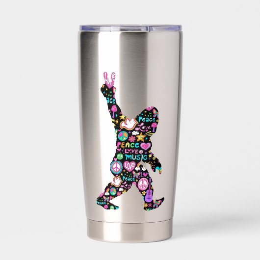 Peace Love Bigfoot Hippie Funny Bigfoot Lover      Thermobecher (Vorderseite)