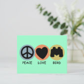 Peace Love Bird Postkarte (Stehend Vorderseite)