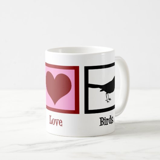 Peace Love Birds Kaffeetasse (VorderseiteRechts)