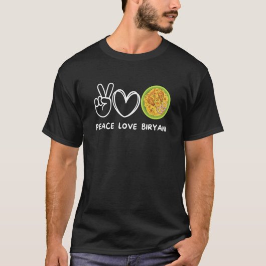 Peace Love Biryani Retro Biryani  Food T-Shirt (Vorderseite)