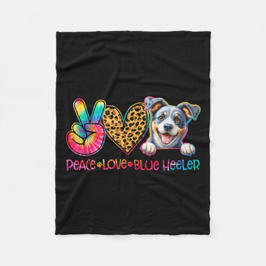 Peace Love Blue Heeler Tie Dye Dog Lover  Fleecedecke (Vorderseite)