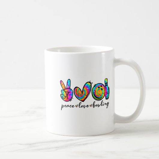 Peace Love Bowling Tie Dye Funny Bowling Lovers  Kaffeetasse (Rechts)