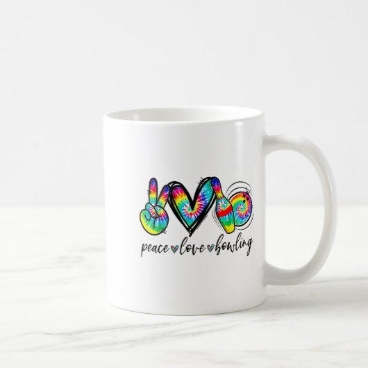 Peace Love Bowling Tie Dye Funny Bowling Lovers  Kaffeetasse (Rechts)