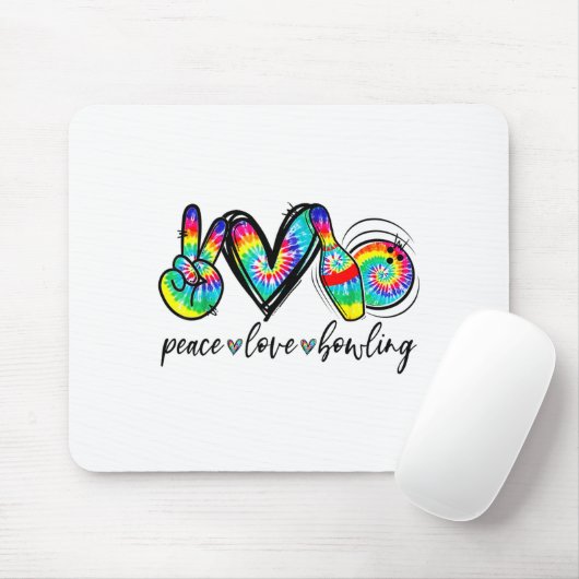 Peace Love Bowling Tie Dye Funny Bowling Lovers Mousepad (Mit Mouse)