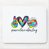 Peace Love Bowling Tie Dye Funny Bowling Lovers Mousepad (Vorne)