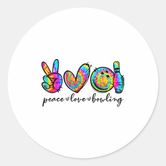 Peace Love Bowling Tie Dye Funny Bowling Lovers  Runder Aufkleber (Vorderseite)