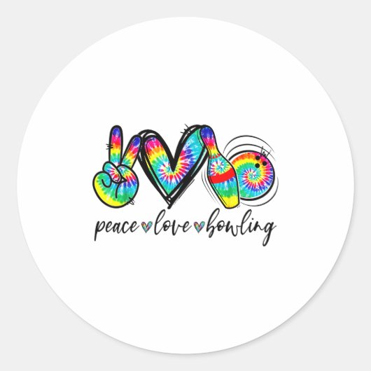 Peace Love Bowling Tie Dye Funny Bowling Lovers Runder Aufkleber (Vorderseite)