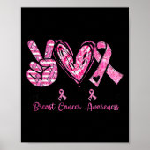 Peace Love Breast Cancer Awareness Women Men Kids Poster (Vorne)