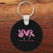 Peace Love Breast Cancer Awareness Women Men Kids Schlüsselanhänger (Vorderseite)