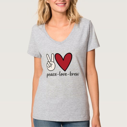 Peace Love Brew Coffee V-Neck Tee for Women (Vorderseite)