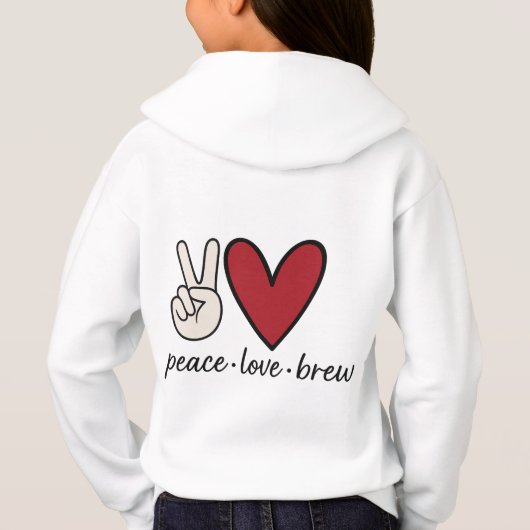 Peace • Love • Brew | Cozy Kids’ Pullover Hoodie (Rückseite)