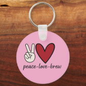 Peace Love Brew | Minimalist Metal Circle Keychain Schlüsselanhänger (Vorderseite)