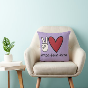 Peace Love Brew Minimalistische Kaffeekissenhüll Kissen