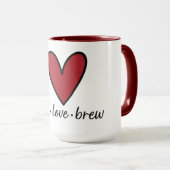 Peace • Love • Brew | Retro-Kaffeetasse Tasse (VorderseiteRechts)