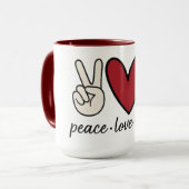 Peace • Love • Brew | Retro-Kaffeetasse Tasse (Vorderseite Links)