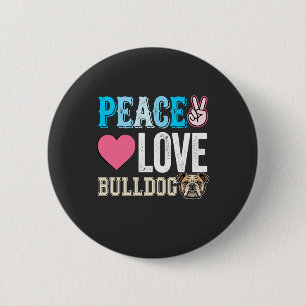 Peace Love Bulldogge Vektor Button