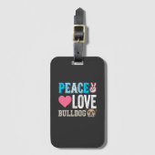 Peace Love Bulldogge Vektor Gepäckanhänger (Vorderseite Vertikal)