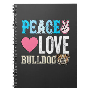 Peace Love Bulldogge Vektor Notizblock