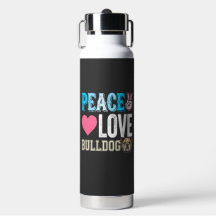 Peace Love Bulldogge Vektor Trinkflasche