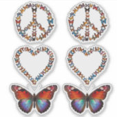 Peace Love Butterflies - Colorful Graphic Art 2pc Aufkleber (Vorderseite)