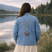 Peace Love Butterflies - Colorful Graphic Art Jeansjacke