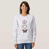 Peace Love Butterflies Colorful Graphic Art Print Sweatshirt (Vorne ganz)