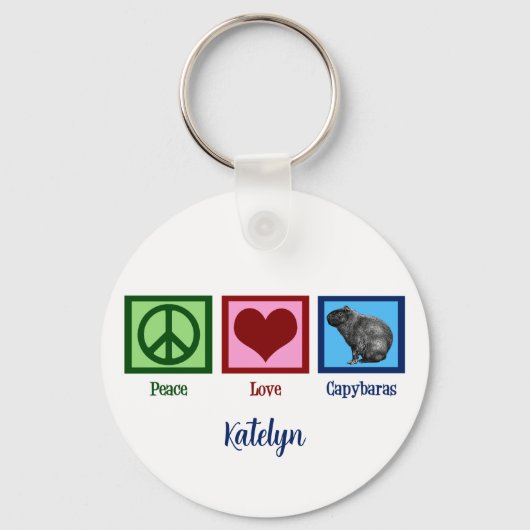 Peace Love Capybaras Schlüsselanhänger (Vorderseite)