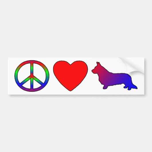 Peace Love Cardigan Welsh Corgis Bumper Sticker Autoaufkleber (Vorne)